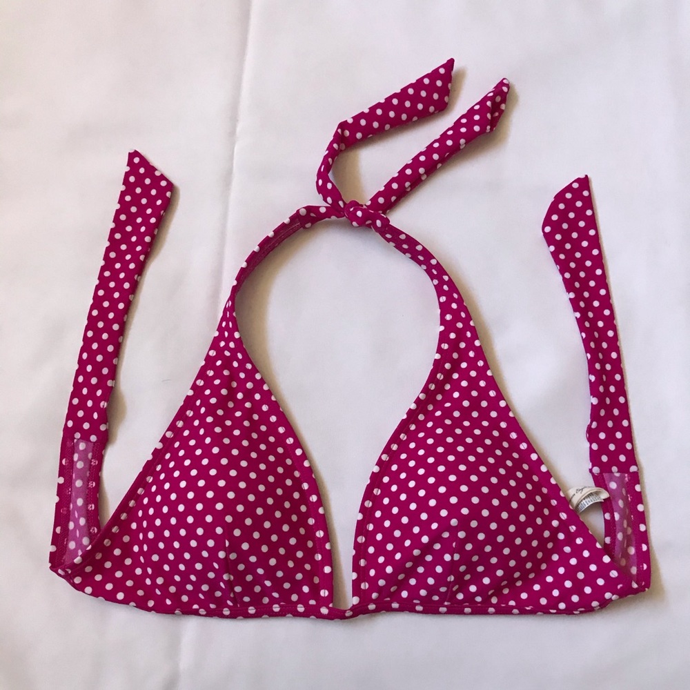 AEO Pink Polka Dot Halter Tie Back Swim Top Medium